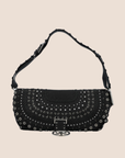 CHRISTIAN D1OR BLACK STUDDED CRYSTAL PEACE LOGO SHOULDER BAG