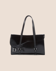 CHRISTIAN D1OR 2003 PATENT LEATHER BLACK FLAP SADDLE BAG