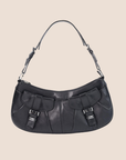 CHRISTIAN D1OR BLACK LEATHER CROISSANT SHOULDER BAG