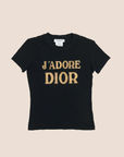 CHRISTIAN D1OR "J'ADORE D1OR" BLACK PATCH LOGO T-SHIRT