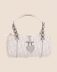 CHRISTIAN D1OR 2007 GREY & WHITE ROMANTIQUE TROTTER MINI BARREL BAG