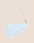 CHRISTIAN D1OR BABY BLUE OBLIQUE CANVAS SADDLE BAG