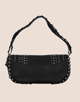 CHRISTIAN D1OR BLACK STUDDED CRYSTAL PEACE LOGO SHOULDER BAG