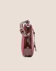 CHRISTIAN D1OR BURGUNDY SATIN & PATENT LEATHER MINI STREET CHIC HOBO BAG