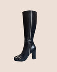 CHRISTIAN D1OR 2005 CD STITCH BLACK LEATHER BOOTS