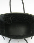 HMS Birkin 35cm Crocodile Big Veins Handbags Black Silver