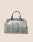 CHRISTIAN D1OR 2001 PALE BLUE LIZARD EMBOSSSED BOSTON BAG