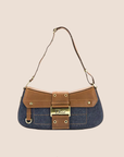 CHRISTIAN D1OR 2002 DENIM & BROWN STREET CHICH COLUMBUS BAG