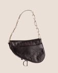 CHRISTIAN D1OR 2000 BROWN OSTRICH LEATHER CHAIN SADDLE BAG