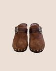 CHRISTIAN D1OR 2005 BROWN SUEDE STUDDED CLOGS