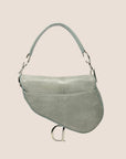 CHRISTIAN D1OR 2001 AZUL BLUE LIZARD EMBOSSED SADDLE BAG