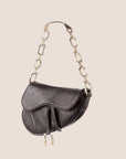 CHRISTIAN D1OR 2000 BROWN OSTRICH LEATHER CHAIN SADDLE BAG