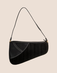 CHRISTIAN D1OR BLACK PERFORATED LEATHER CADILLAC SADDLE BAG