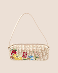 CHRISTIAN D1OR 2004 BEIGE TROTTER FLORAL EMBROIDERED MINI SHOULDER BAG