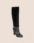 CHRISTIAN D1OR BLACK SUEDE TOP LEATHER HIGH HEEL BOOTS