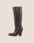 CHRISTIAN D1OR 2000 BLACK LEATHER HARNESS BOOTS