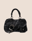 CHRISTIAN D1OR 2006 BLACK PEBBLED CALFSKIN GAUCHO TOP HANDLE BAG