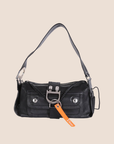 CHRISTIAN D1OR BLACK LEATHER FLIGHT BAG