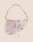CHRISTIAN D1OR 2004 GIRLY PINK CHERRY BLOSSOM CANVAS SADDLE BAG