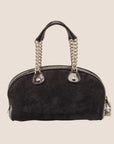 CHRISTIAN D1OR 2004 PYTHON TRIMMED BLACK SUEDE GAMBLER DICE BOWLER BAG