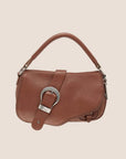 CHRISTIAN D1OR BROWN LEATHER WHIPSTITCH GAUCHO BAG