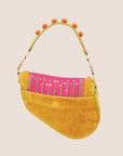 CHRISTIAN D1OR 2002 MULTICOLOR VELVET LIMITED EDITION POM POM SADDLE BAG