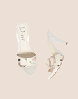 CHRISTIAN D1OR 2005 WHITE FLORAL EMBROIDERED HEELS