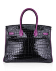 HMS Special Order HSS Birkin 35 Bag Black & Violet Porosus Crocodile with Palladium Hardware