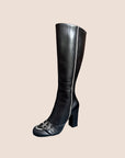 CHRISTIAN D1OR 2005 CD STITCH BLACK LEATHER BOOTS