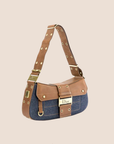 CHRISTIAN D1OR 2002 DENIM & BROWN STREET CHICH COLUMBUS BAG