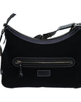 BBERRY Blue Label Shoulder Bag Canvas Black Auth hk1263