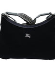 BBERRY Blue Label Shoulder Bag Canvas Black Auth hk1263