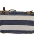BBERRY Blue Label Shoulder Bag Canvas White Navy Brown Auth hk1266