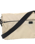 BBERRY Blue Label Shoulder Bag Nylon Beige Black Auth hk785