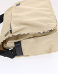 BBERRY Blue Label Shoulder Bag Nylon Beige Black Auth hk785
