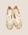 CHRISTIAN D1OR BEIGE D1ORISSIMO FLORAL EMBROIDERED MARY JANE PUMPS