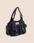 CHRISTIAN D1OR BLACK LEATHER STREET CHIC SATCHEL