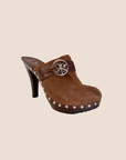 CHRISTIAN D1OR 2005 BROWN SUEDE STUDDED CLOGS