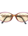 CHRISTIAN D1OR 60's, 70's vintage pink and orange gradation sunglasses with golden chain temple
