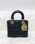Cannage Lambskin Lucky Badges My Lady D1OR Small Dark Grey