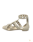 PRD Beige Suede Rivet Stud Caged Sandals