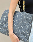 *RARE* CH Vintage Black Bag in Quilted Canvas Logo Print with Gold Hardware