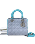 Bi-colour Lady D1OR Lambskin Medium Blue SHW