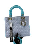 Bi-colour Lady D1OR Lambskin Medium Blue SHW