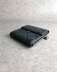 Christian D1OR Cannage Folded Wallet Black Vintage 7hrhuv