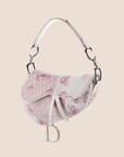 CHRISTIAN D1OR 2004 GIRLY PINK CHERRY BLOSSOM CANVAS SADDLE BAG