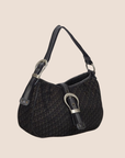 CHRISTIAN D1OR BLACK OBLIQUE BUCKLE HOBO BAG
