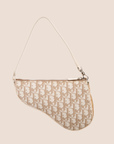 CHRISTIAN D1OR BEIGE EMBROIDERED FLOWERS SADDLE BAG