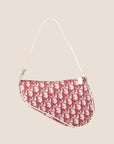 CHRISTIAN D1OR BURGUNDY CANVAS SADDLE BAG