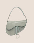 CHRISTIAN D1OR 2001 AZUL BLUE LIZARD EMBOSSED SADDLE BAG